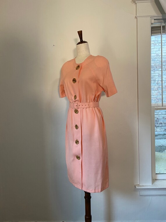 VIntage 1980's Boho Dress with Belt & Large Woode… - image 2