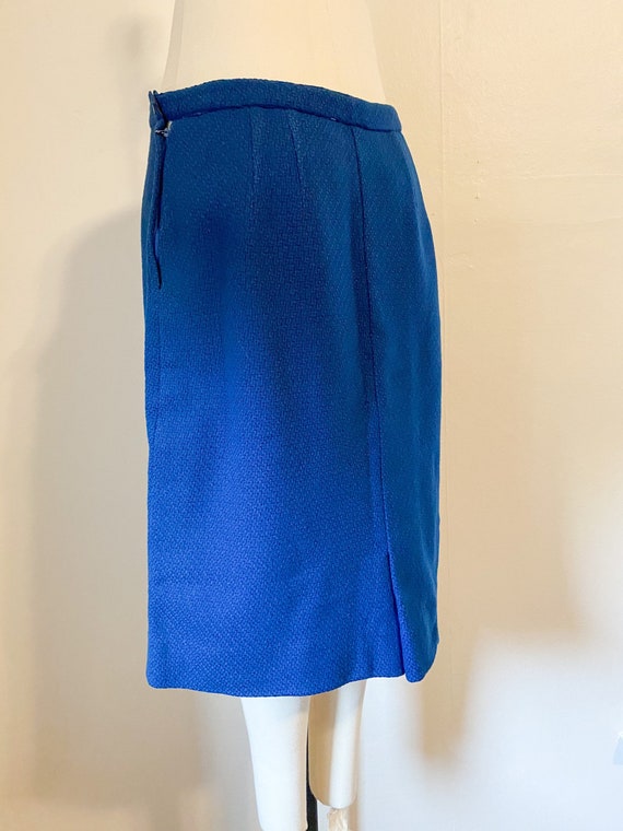 Vintage 1970's Blue Textured Wool Skirt | Medium - image 4