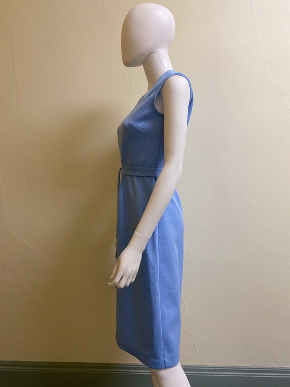 Vintage 1970's Baby Blue Sleeveless Dress with Bo… - image 6