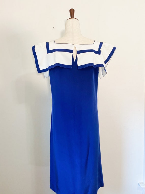 Vintage 1980's Nautical Inspired Silk Dress | Med… - image 5