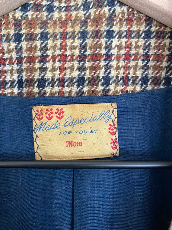 Vintage 1970's Handmade Plaid Wool Blazer | Medium - image 9
