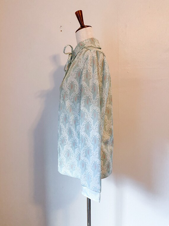 Vintage 1970's Pastel Peacock Feather Paisley Pri… - image 3