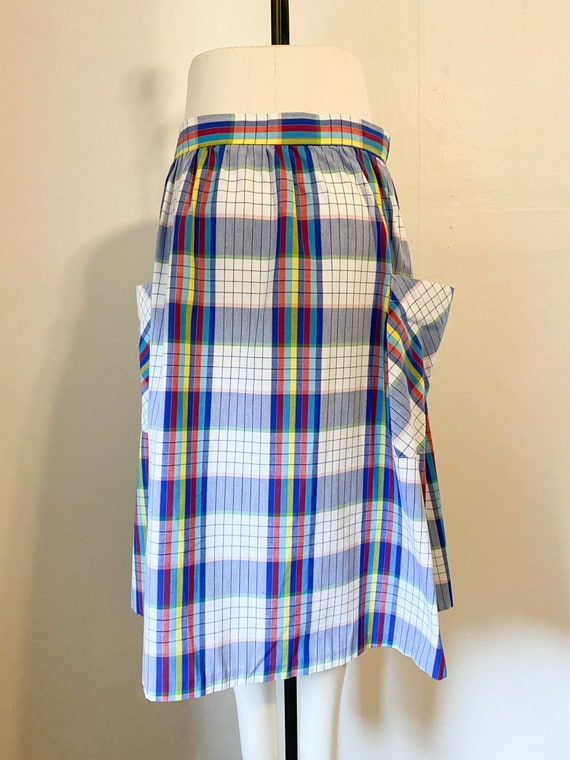 Vintage 1980's Primary Color Plaid Midi Skirt | L… - image 5