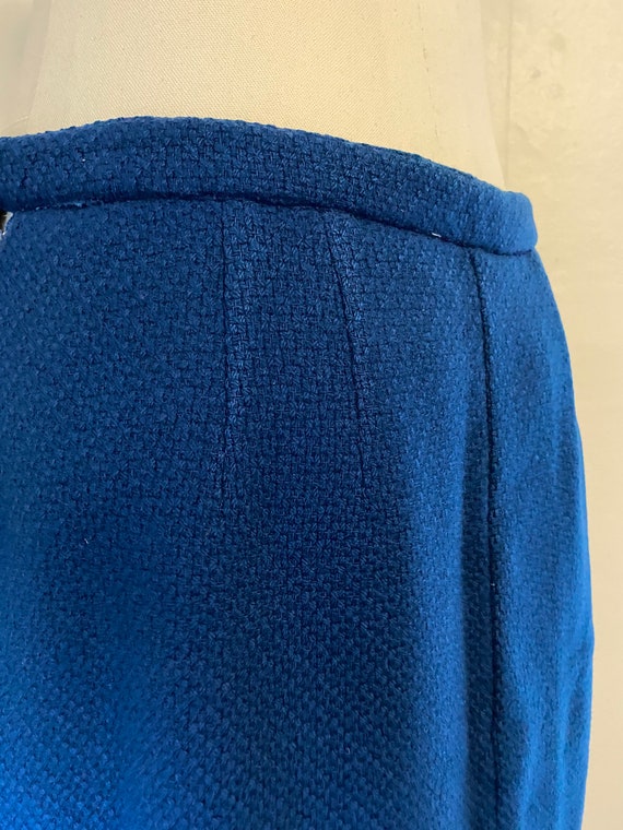 Vintage 1970's Blue Textured Wool Skirt | Medium - image 6