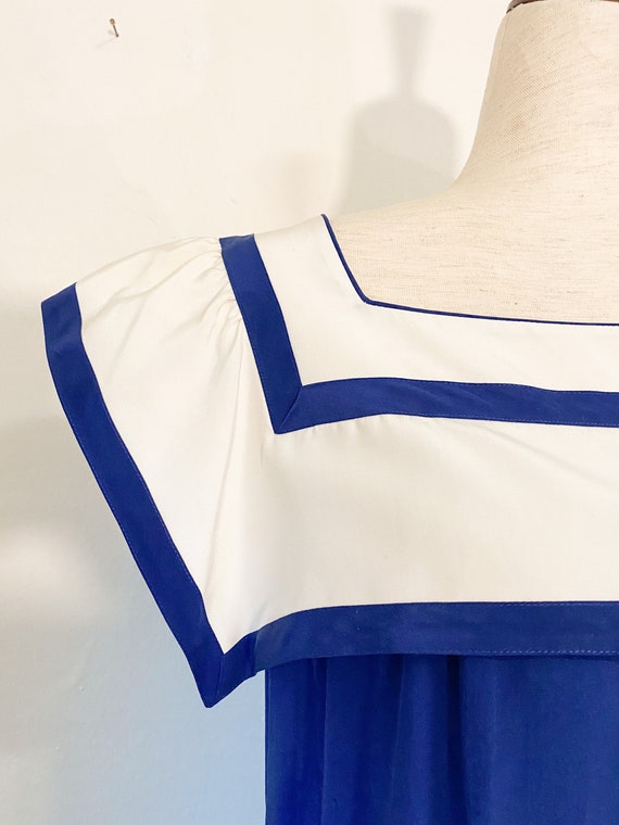 Vintage 1980's Nautical Inspired Silk Dress | Med… - image 6