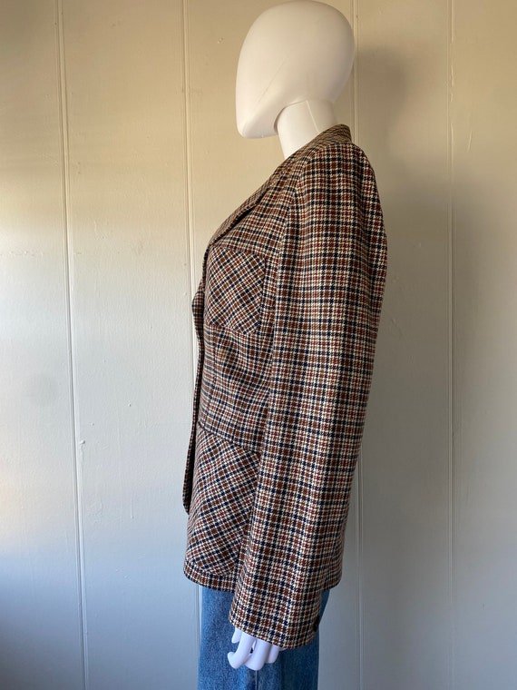 Vintage 1970's Handmade Plaid Wool Blazer | Medium - image 4