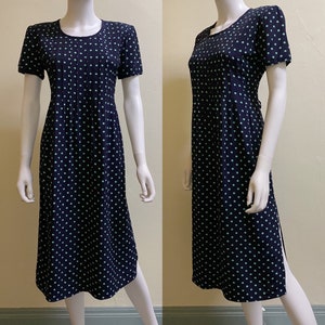 Vintage 90&#39;s Green Polka Dot Short Sleeve Dress | Medium