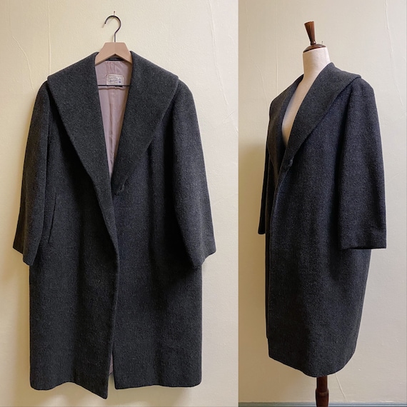 Vintage 1960's Grey Shawl Lapel Wool Coat | Mitsuk