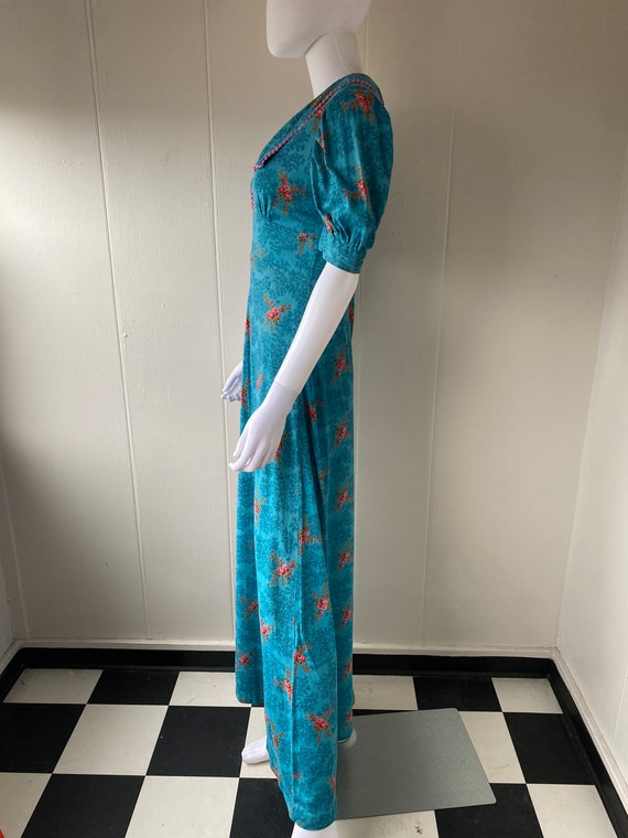 Vintage 1970's Handmade Blue Floral Maxi Dress | … - image 3