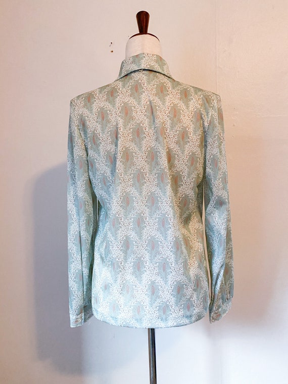 Vintage 1970's Pastel Peacock Feather Paisley Pri… - image 5