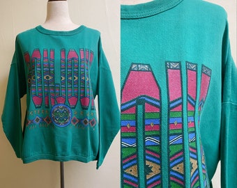 Vintage Bonjour Western Wear Graphic Oversized Sweatshirt | XL