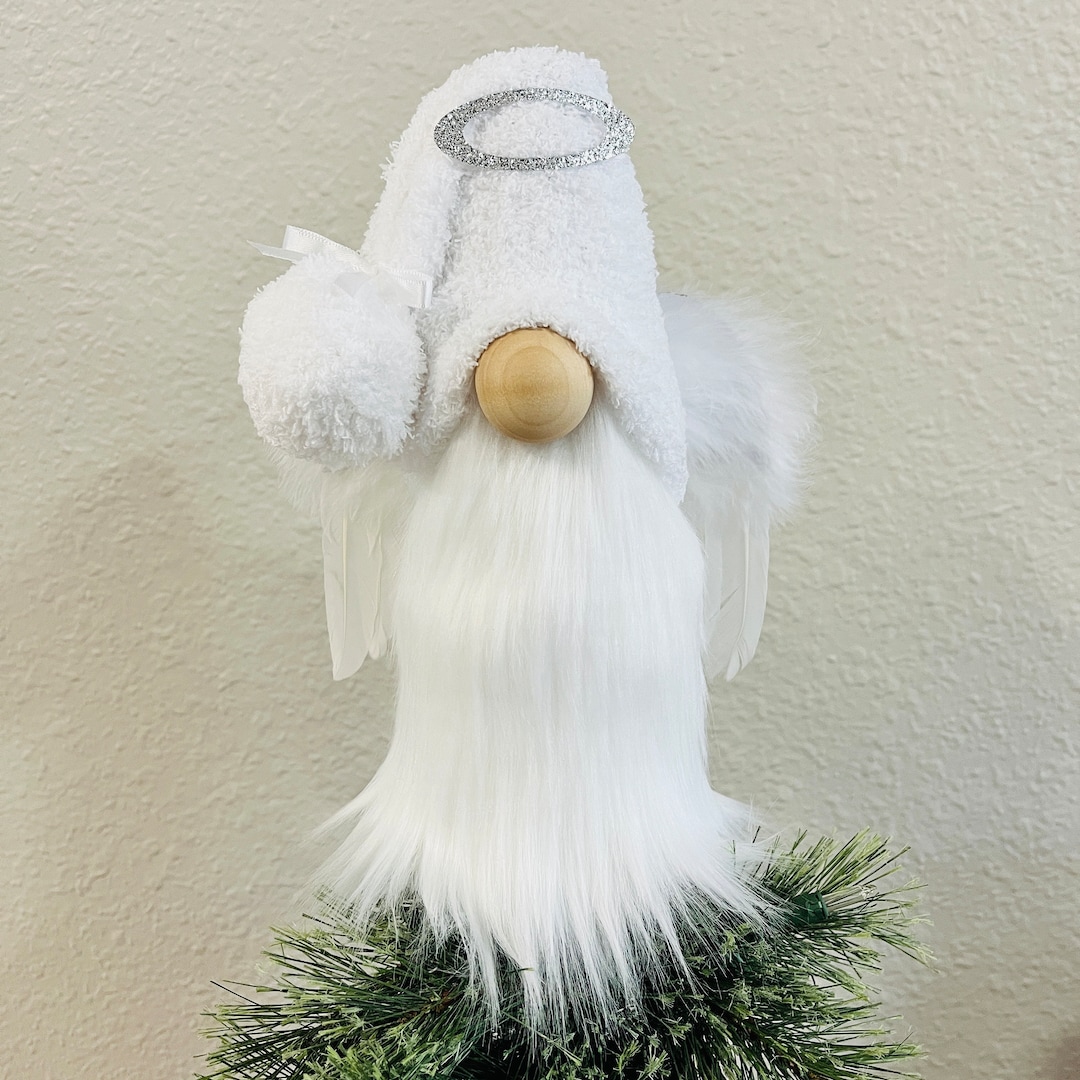 Angel Gnome, Tree Topper, Memorial Gnome Holiday Gnome, Christmas