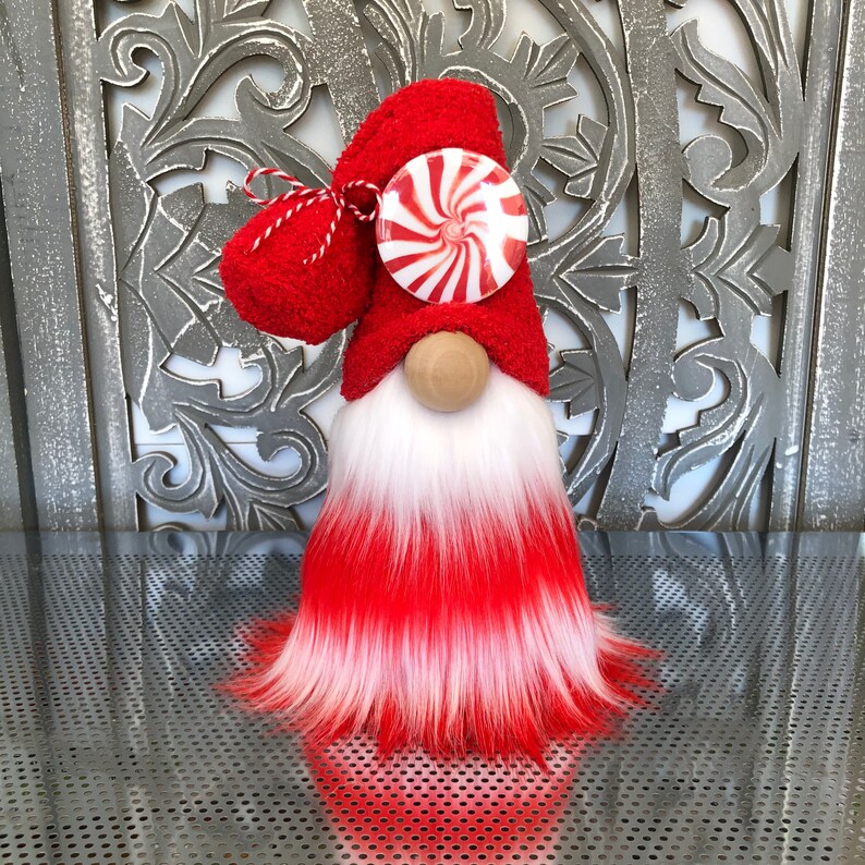 Peppermint Gnome Holiday Gnome Candy Cane Gnome Christmas Etsy