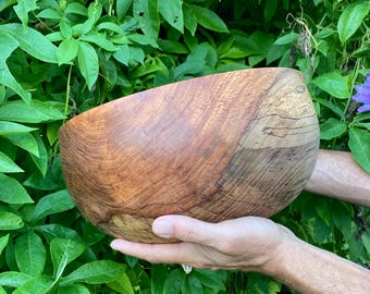 Hand Turned Spalted Pecan Wooden Bowl, 12" x 6", Serving or Salad Bowl, Reclaimed Wood Art, Wedding Gift