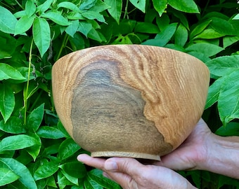 Red Oak Hand Turned Wooden Bowl 9 3/8" x 5" Decorative Natural Home Wedding Gift, 5th Anniversary