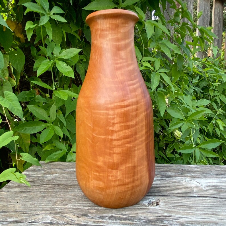 Hand Turned Large Wooden Vase, Bradford Pear 11 3/4 X 5 1/2, Wood Dried