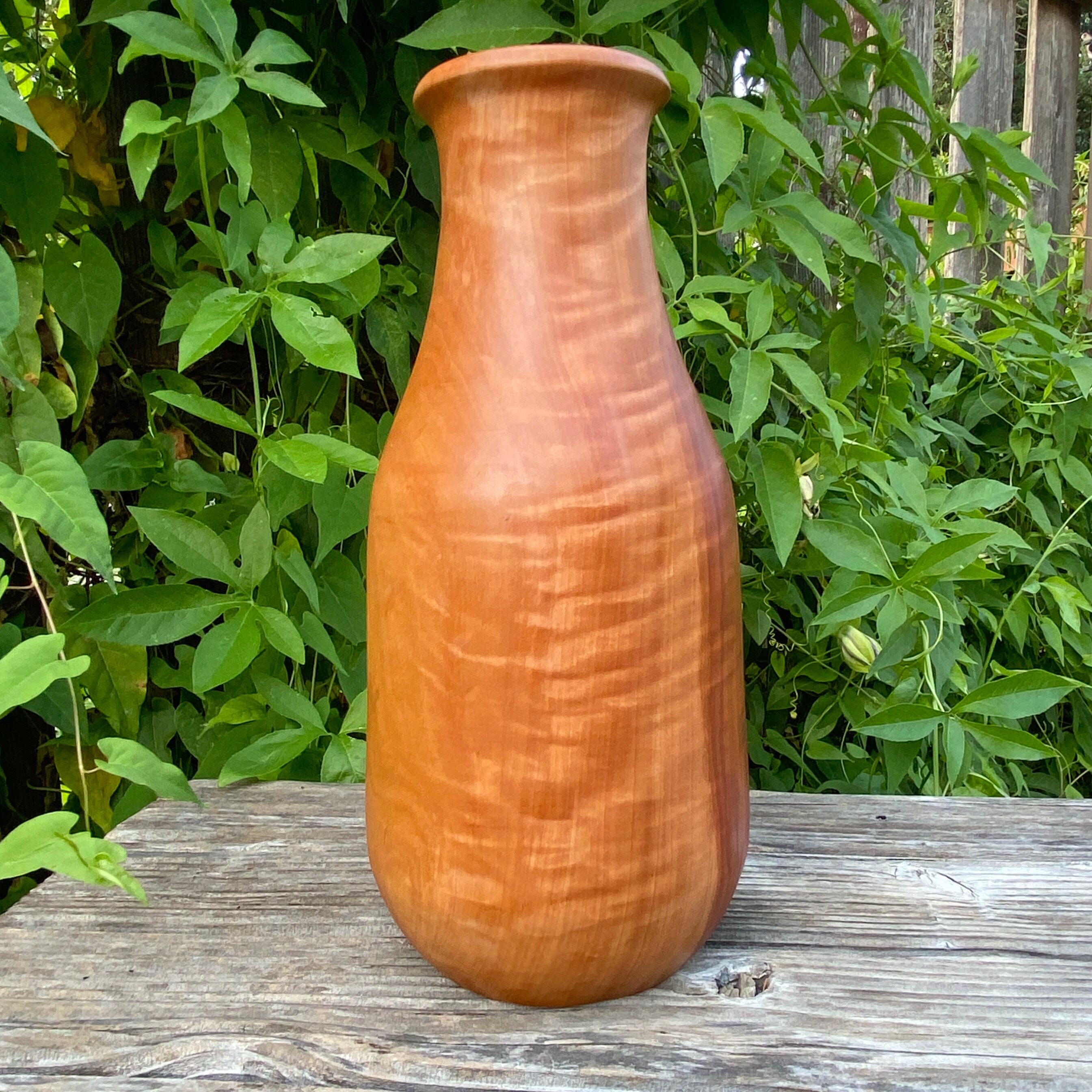 Hand Turned Large Wooden Vase, Bradford Pear 11 3/4 X 5 1/2, Wood Dried