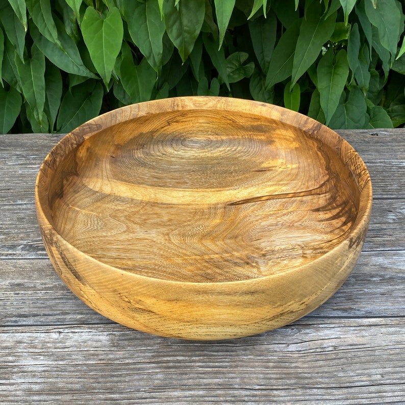 Large Wooden Bowl 12 1/2 X 3 1/2, Natural Rustic Decor Fruit Bowl