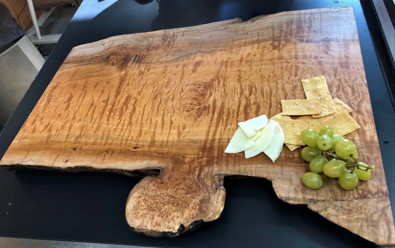 Extra Large maple charcuterie board with quilt and burl live edge and burl 1 12 x 15 12 x 24 12