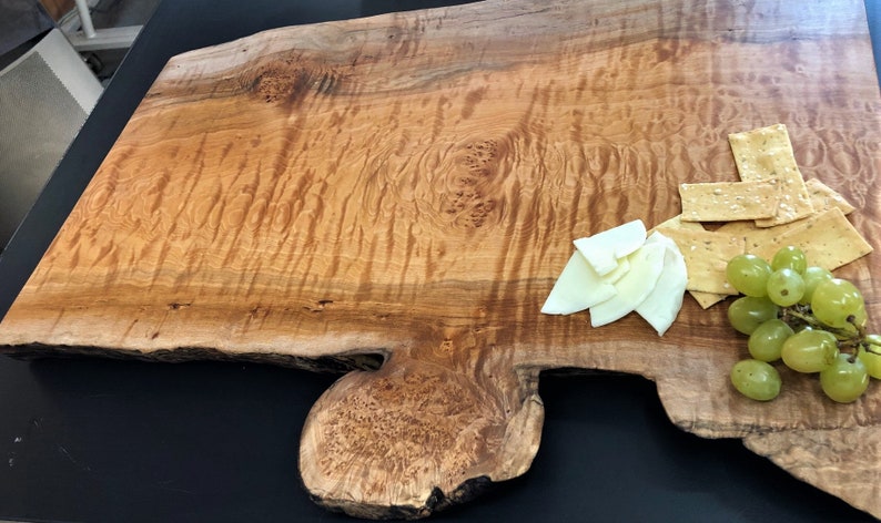 Extra Large maple charcuterie board with quilt and burl live edge and burl 1 12 x 15 12 x 24 12