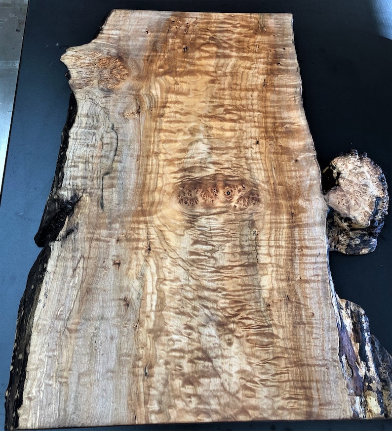 Extra Large maple charcuterie board with quilt and burl live edge and burl 1 12 x 15 12 x 24 12