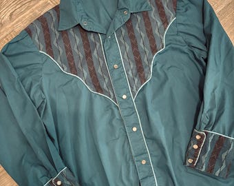 vintage 1960/70 blue pearl snap