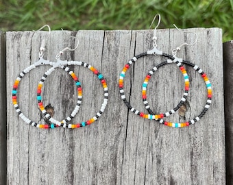 NEVADA Hand-beaded Hoop Earrings