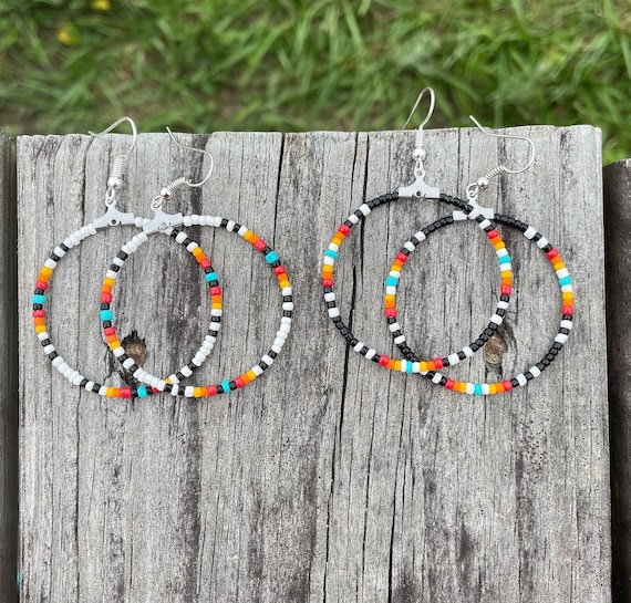 NEVADA Hand beaded Hoop Earrings Etsy