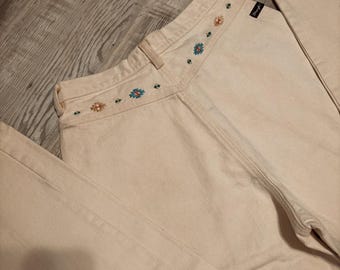 vintage rare 29" embroidered aztec off-white wrangler silverlake bareback jeans