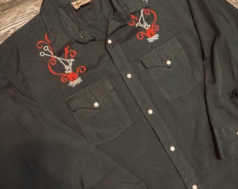 vintage 1960/70s cowboy joe music note brands pearl snap