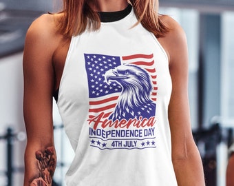 America Independence Day 4th Of July Women's Racerback Tank Top, Independence Day, USA 4th Of July, Women's Ideal Racerback Gift Tank Top