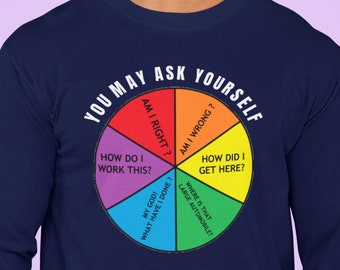 Camiseta de manga larga con la letra de "You May Ask Yourself" de D. Byrne: Música de los 80