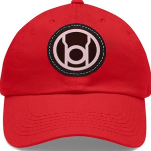 Red Lantern Corps Dad Hat: Printed Leather Patch Cap