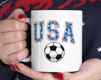 USA Soccer Mug, Coffee Cocoa Lovers Gift, 11oz Ceramic Cup