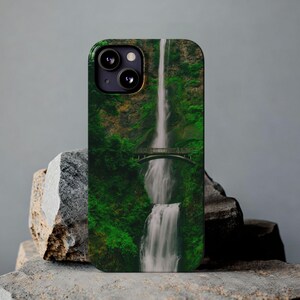 Scenic Mountain Waterfall iPhone Case: Slim, Glossy Finish