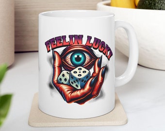 Feelin' Lucky Dice Mug, Casino Gift, 11oz or 15oz
