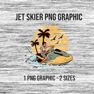 Jet Skier PNG Graphic: Tropical Island Design (Digital Download)