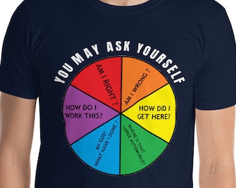 D. Byrne Talking Heads T-Shirt: "You May Ask Yourself" Retro 80s Lyrics