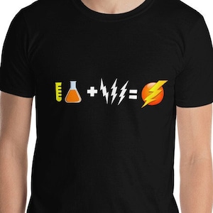 Sheldon Flash Bolt Equation T-Shirt, Chemistry + Lightning = Flash Bolt, Short-Sleeve, Men&#39;s Woman&#39;s Sheldon  BB Fans Gift T-Shirt