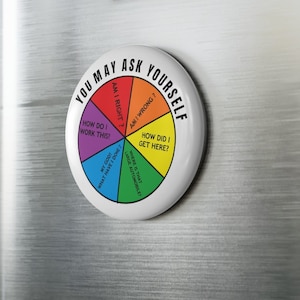 D. Byrne, You May Ask Yourself - 80&#39;s The Talking Heads Music Retro Lyrics on Pie Chart Talking Heads Gift Button Magnet, Round (1 & 10 pcs)