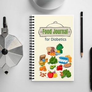 Food Journal for Diabetics Spiral Notebook - Record Your Food and Glucose Numbers - Watch Them Both - Maintain a Good A1C