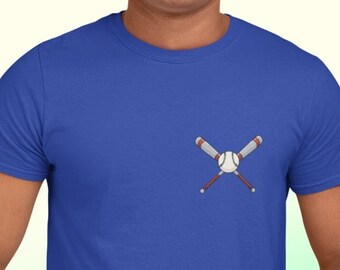 Camiseta gráfica de bolsillo de béisbol: bates cruzados, regalo para fanáticos