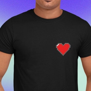 8-Bit Pixel Heart T-Shirt: Red Heart Pocket Graphic