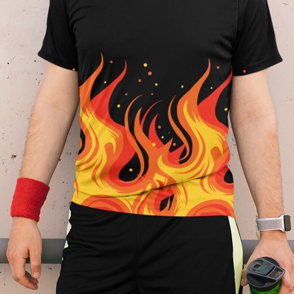 On Fire Shirt, Flames Graphic T-Shirt, Bottom Cool Flames Shirt, Men's Loose Fit, Flames Gift T-Shirt, Flames Stylish 3D Printed Graphic