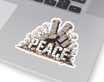 Peace Rock Sign Sticker: Durable Vinyl Kiss-Cut, 3 Sizes