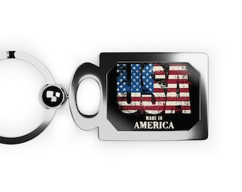 USA Flag Keychain: Rectangle American Pride Gift