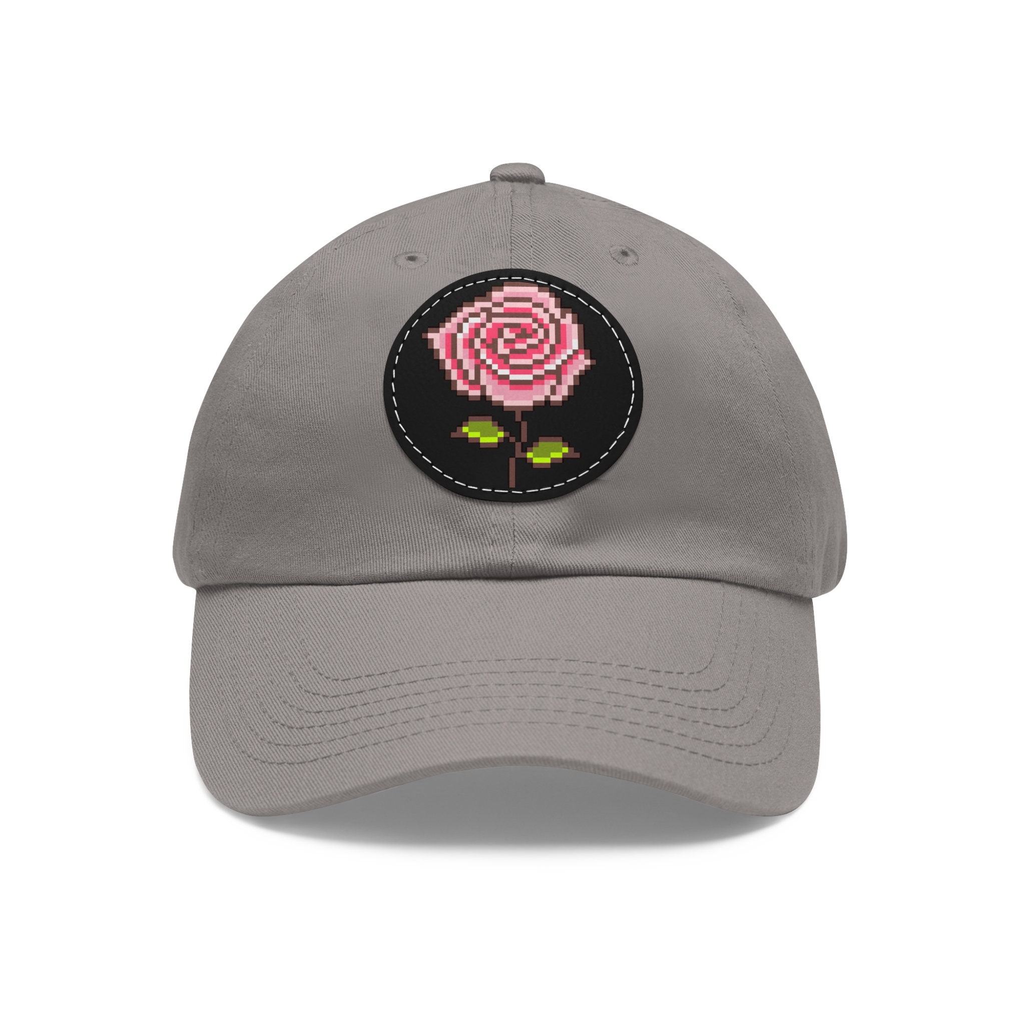 Pixelated Pink Rose Hat With Leather Patch - Etsy