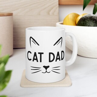 Best Cat Dad Mug - Tazza Regalo Per Papà Amante Dei Gatti, Ceramica 325 Ml, Lavabile In Lavastoviglie
