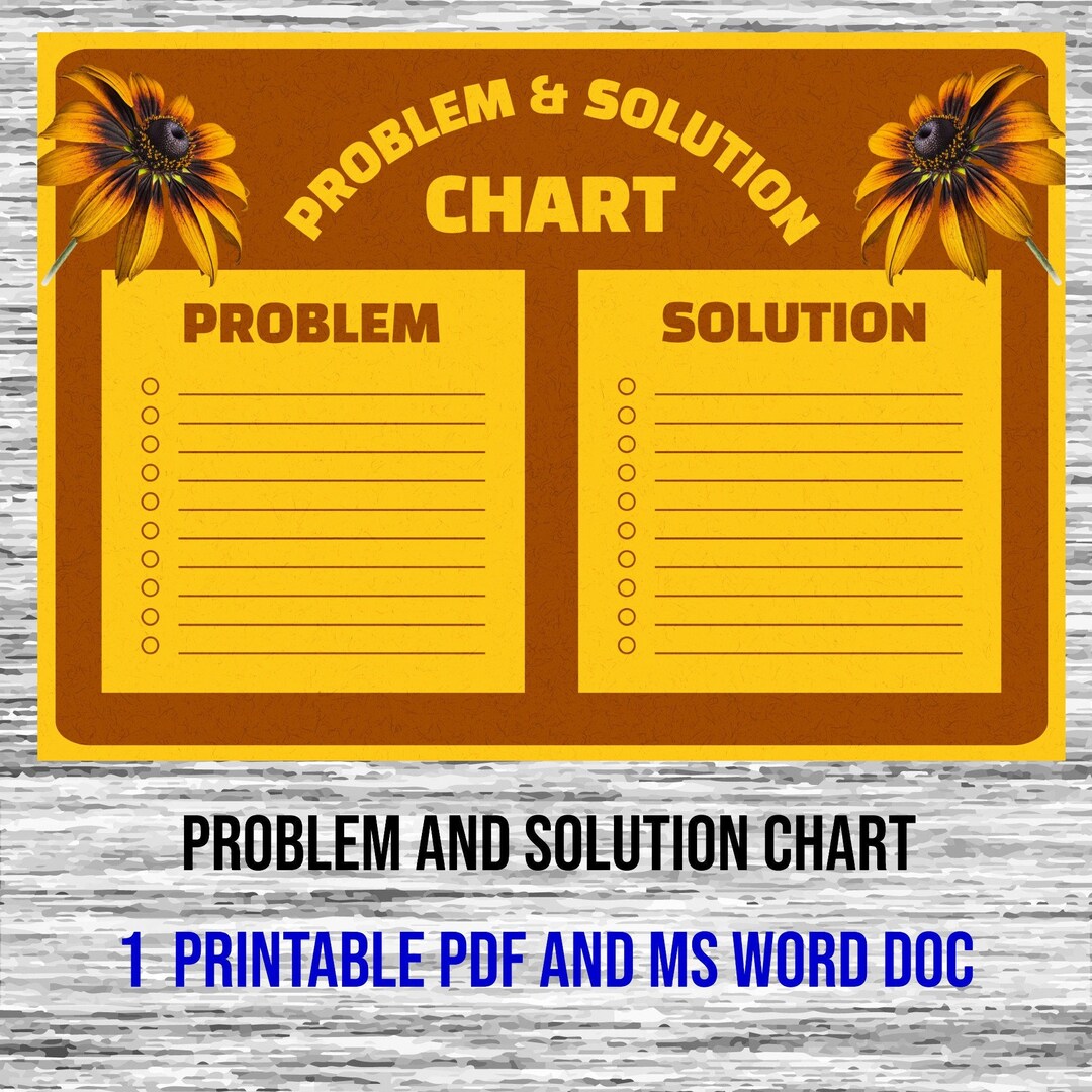 Problems Solutions Chart: Printable PDF & Word Doc (digital Download ...