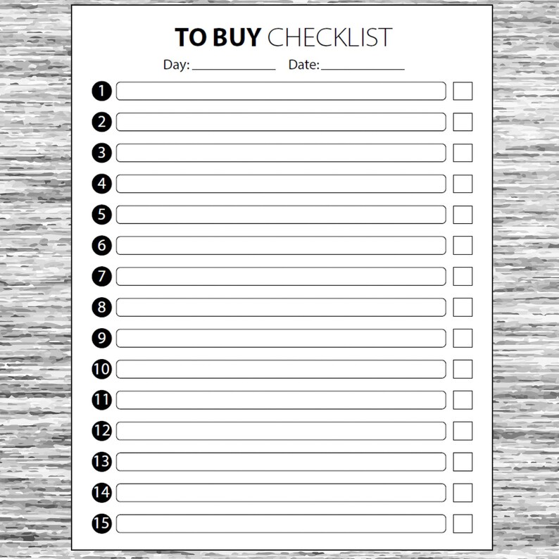 Digital Download Things to Buy Checklist My Purchase - Etsy